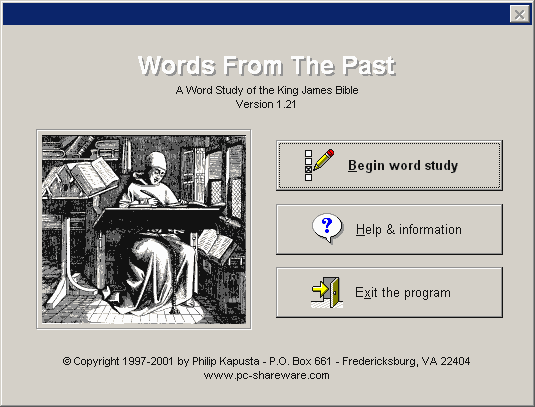 WORDS FROM THE PAST - An online, interactive quiz that tests your knowledge of the unique words found in the King James translation. Does the King James contain difficult to understand, archaic, obsolete words? This software program seeks to increase your knowledge of the King James translation's unique vocabulary.  Over 860 of the most challenging words! Great for Bible students and laymen alike.